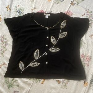 Key Lime Pie Woman 2X Black Embellished Women's Top